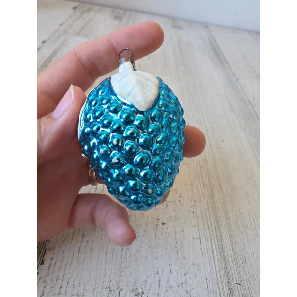 Vintage blue raspberry grape mercury glass ornament Xmas tree